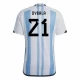 Camiseta Fútbol Argentina Paulo Dybala #21 Mundial 2022 Primera Hombre Equipación