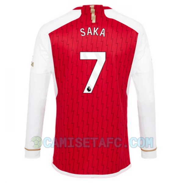 Camiseta Fútbol Arsenal FC Bukayo Saka #7 2023-24 Primera Equipación Hombre Manga Larga