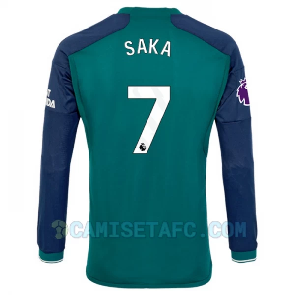 Camiseta Fútbol Arsenal FC Bukayo Saka #7 2023-24 Tercera Equipación Hombre Manga Larga