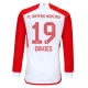 Camiseta Fútbol Bayern Múnich Alphonso Davies #19 2023-24 Primera Equipación Hombre Manga Larga