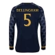 Camiseta Fútbol Real Madrid 2023-24 Jude Bellingham #5 Segunda Equipación Hombre Manga Larga