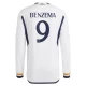 Camiseta Fútbol Real Madrid Karim Benzema #9 2023-24 Primera Equipación Hombre Manga Larga
