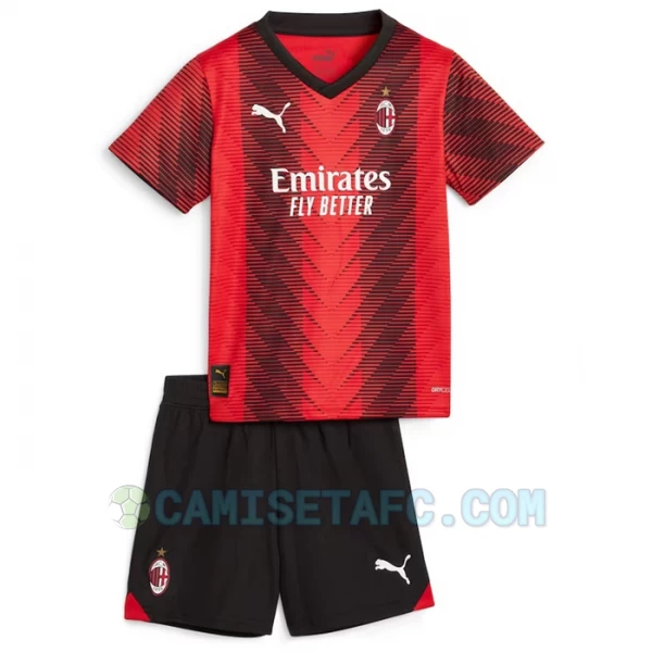 Discount Niños Camiseta Fútbol AC Milan 2023-24 1ª Equipación (+ Pantalones)