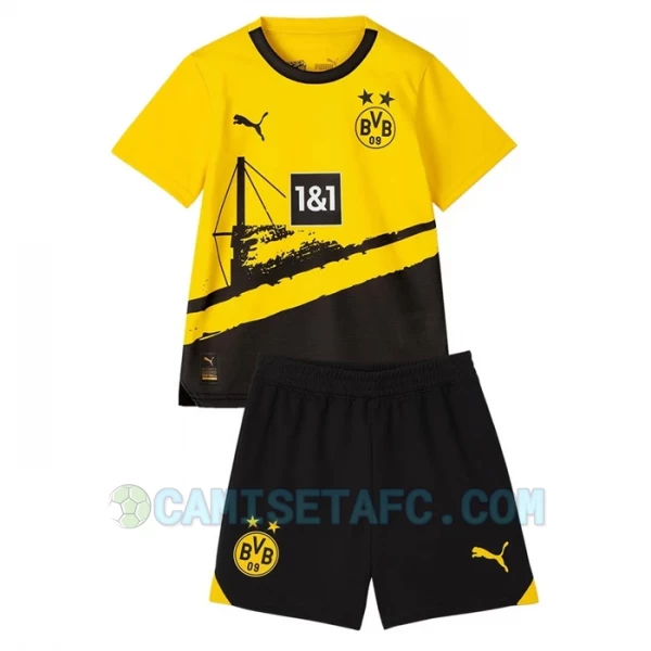 Discount Niños Camiseta Fútbol BVB Borussia Dortmund 2023-24 1ª Equipación (+ Pantalones)